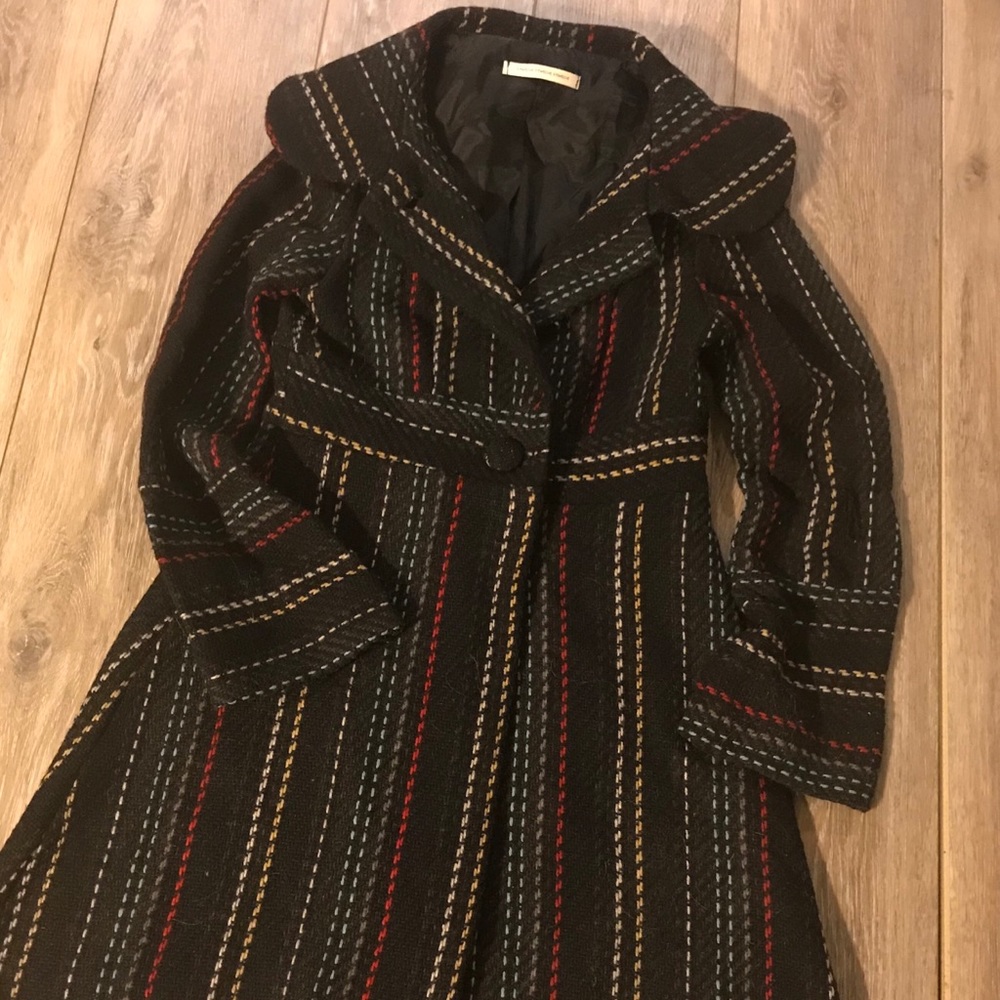 Black long jacket with colorful detail